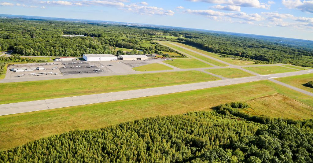 Aerial image of North Central Airport Runway and Ramp
